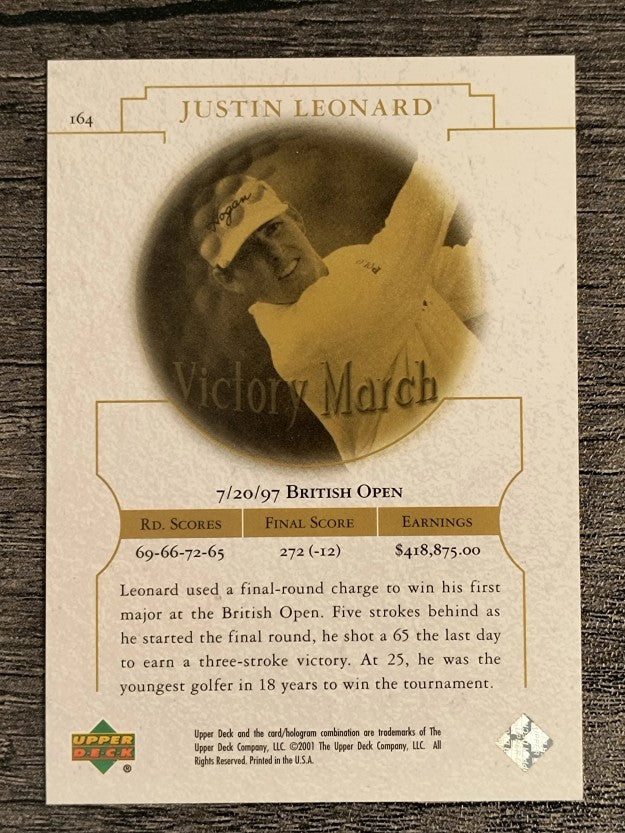 2001 Upper Deck #164 Justin Leonard VM