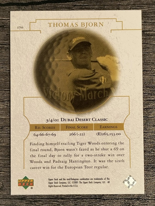 2001 Upper Deck #170 Thomas Bjorn VM