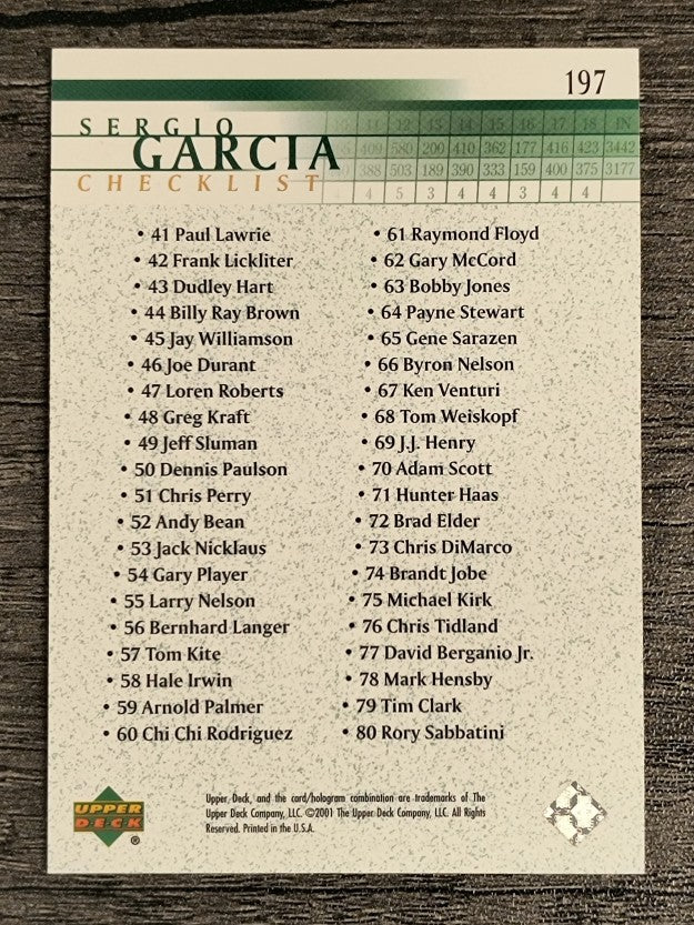 2001 Upper Deck #197 Sergio Garcia CL