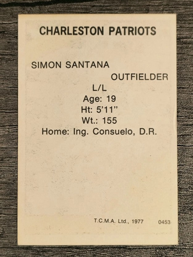 1977 Charleston Patriots TCMA #19 Simon Santana (VGEX)