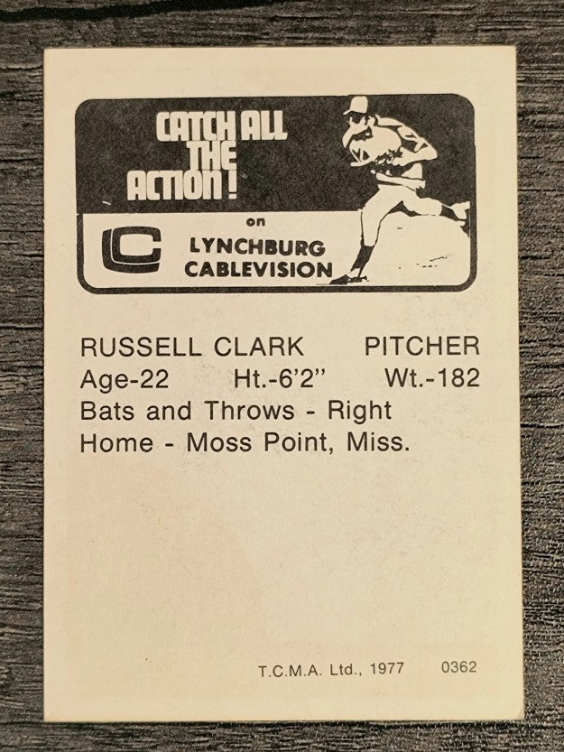 1977 Lynchburg Mets TCMA #9 Russell Clark (NM)
