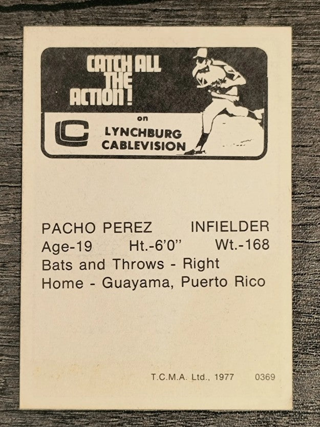 1977 Lynchburg Mets TCMA #22 Pacho Perez (EX)