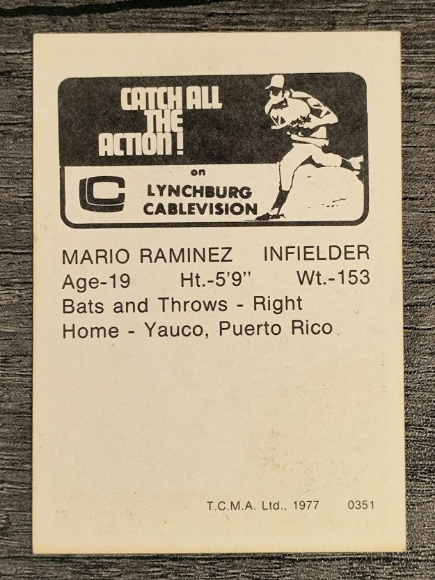 1977 Lynchburg Mets TCMA #23 Mario Ramirez (EXMT)