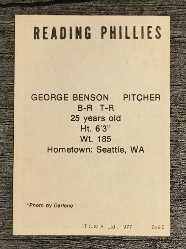 1977 Reading Phillies TCMA #2 George Benson (NM)