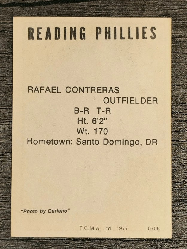 1977 Reading Phillies TCMA #6 Rafael Contreras (NM)