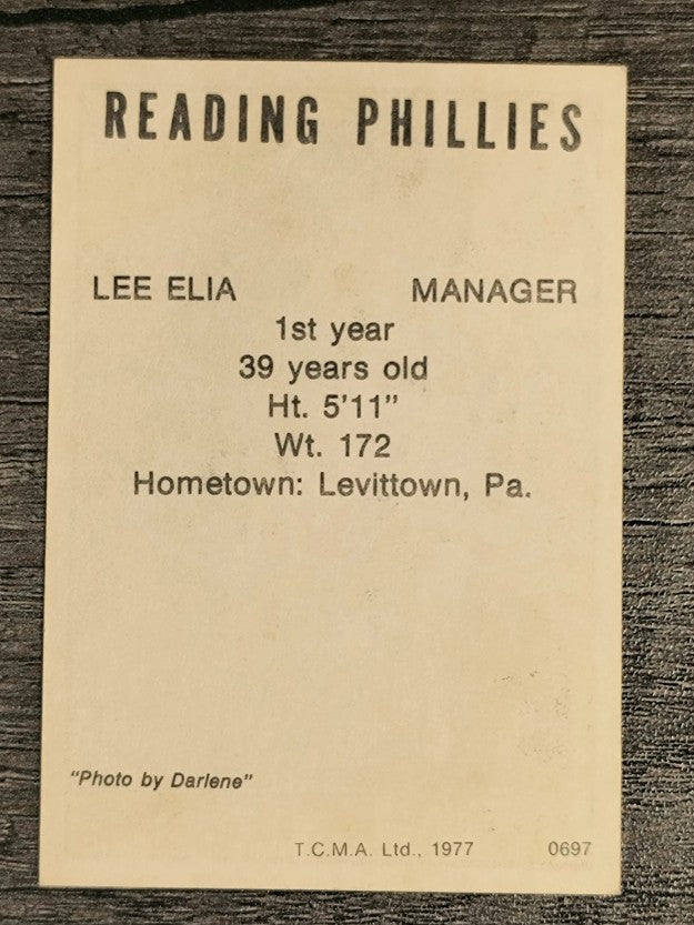 1977 Reading Phillies TCMA #10 Lee Elia (EXMT)