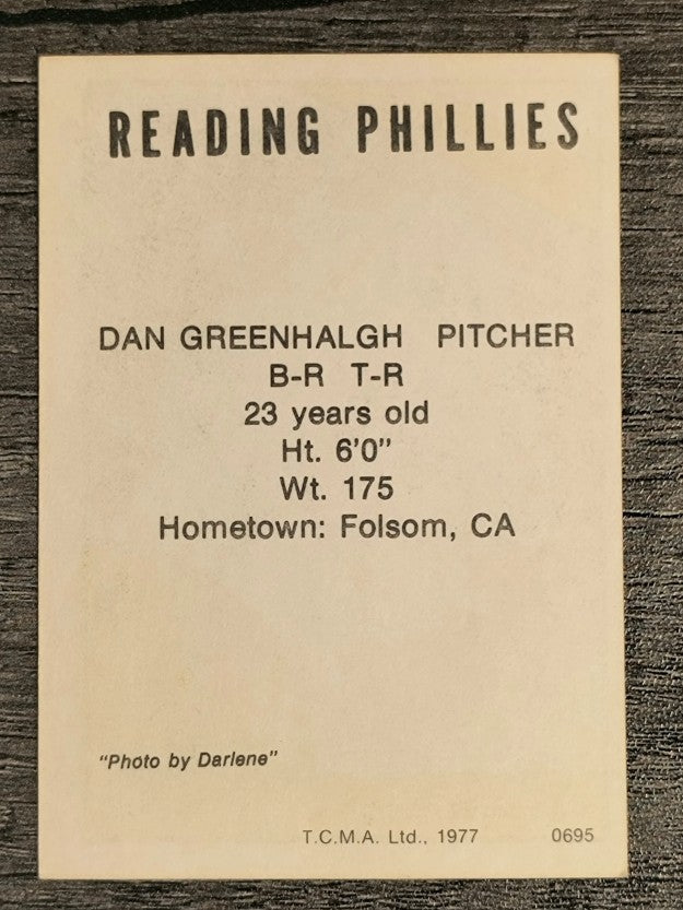 1977 Reading Phillies TCMA #11 Dan Greenhalgh (EXMT)