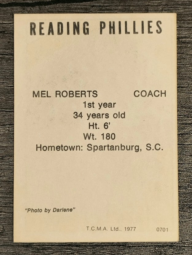 1977 Reading Phillies TCMA #19 Mell Roberts (EXMT)