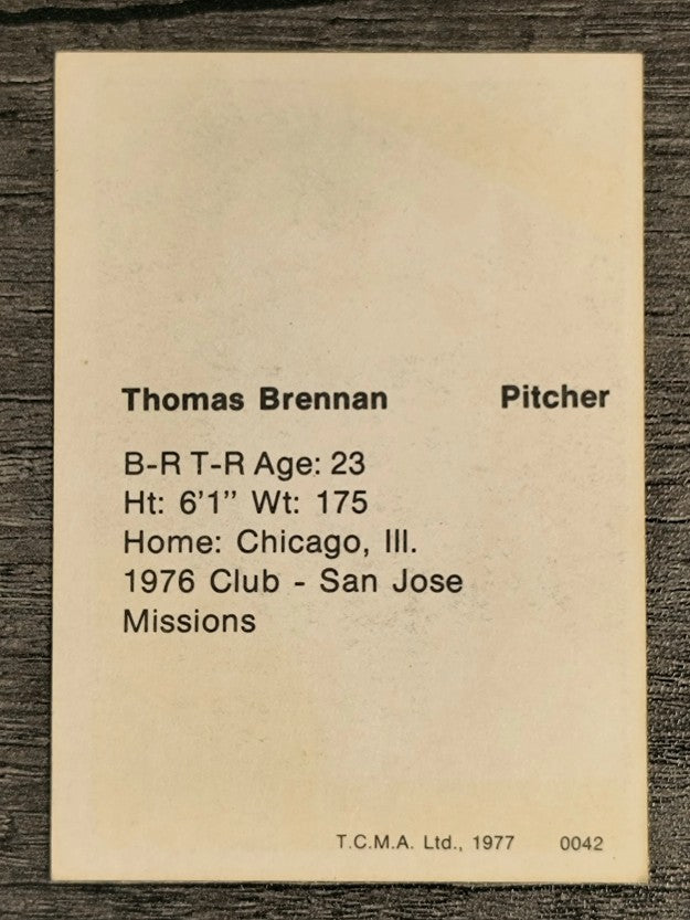 1977 Waterloo Indians TCMA #3A Thomas Brennan/ Texas League Affiliation (EX)