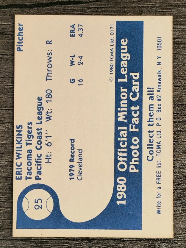 1980 Tacoma Tigers TCMA #25 Eric Wilkins (EX)