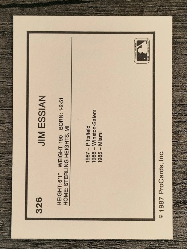 1987 Pittsfield Cubs ProCards #326 Jim Essian