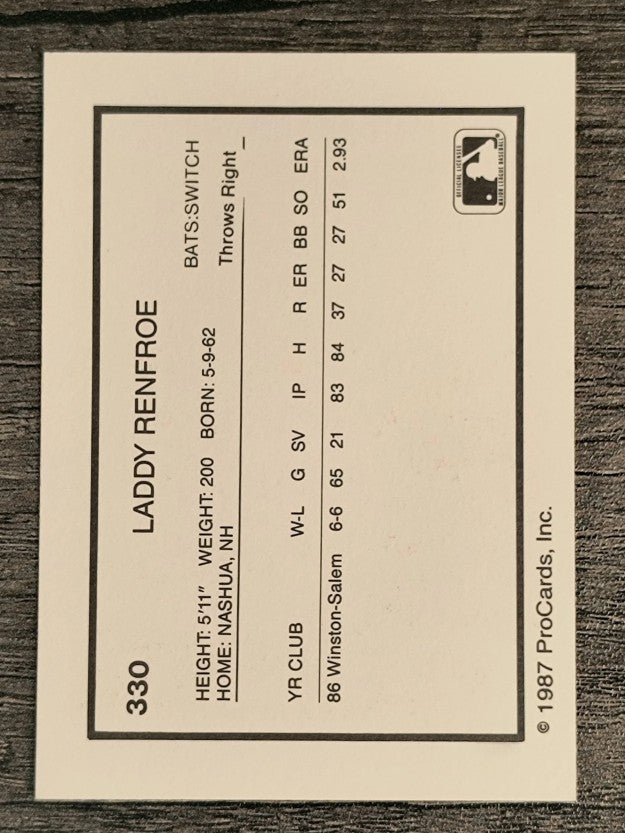 1987 Pittsfield Cubs ProCards #330 Laddie Renfroe