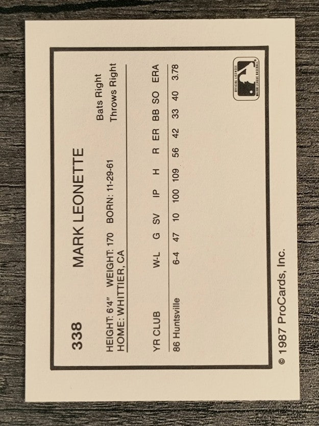 1987 Pittsfield Cubs ProCards #338 Mark Leonette