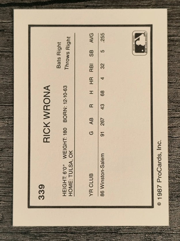 1987 Pittsfield Cubs ProCards #339 Rick Wrona
