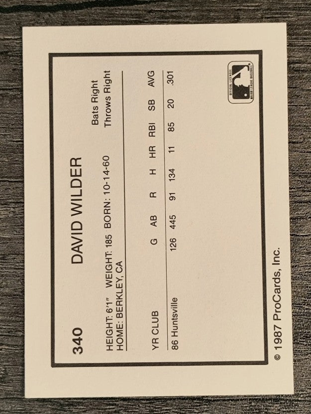 1987 Pittsfield Cubs ProCards #340 David Wilder