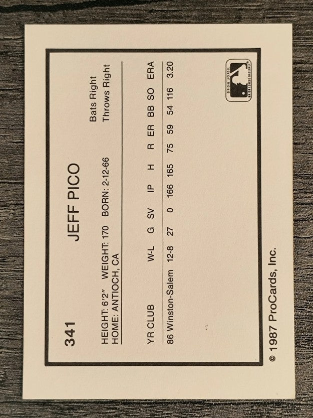 1987 Pittsfield Cubs ProCards #341 Jeff Pico
