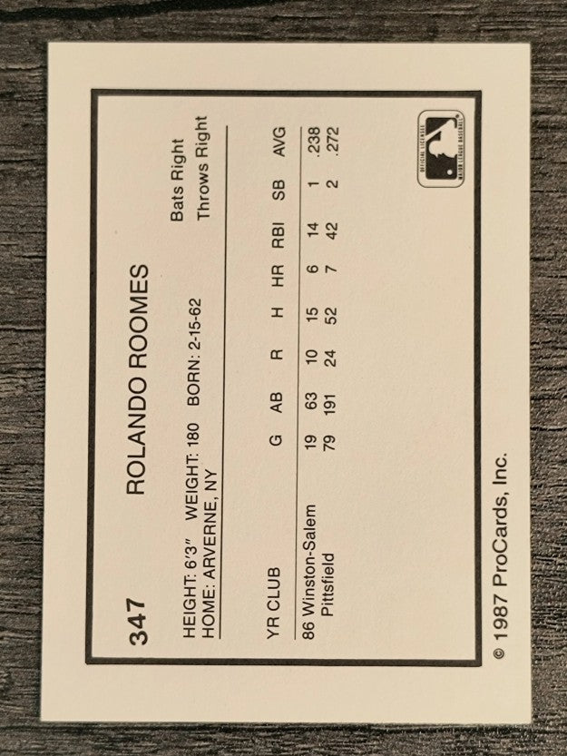 1987 Pittsfield Cubs ProCards #347 Rolando Roomes