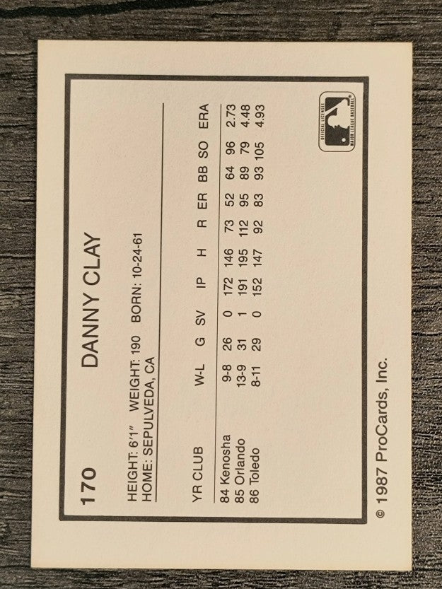 1987 Portland Beavers ProCards #170 Danny Clay