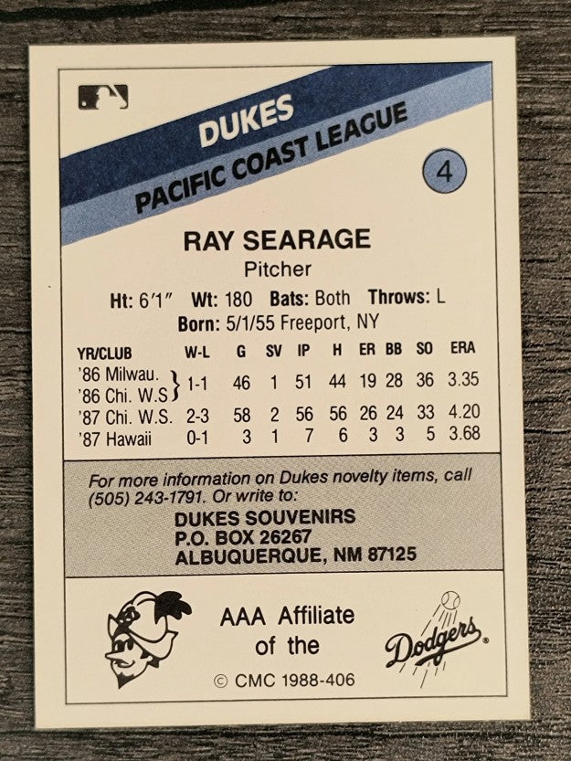 1988 Albuquerque Dukes CMC #4 Ray Searage