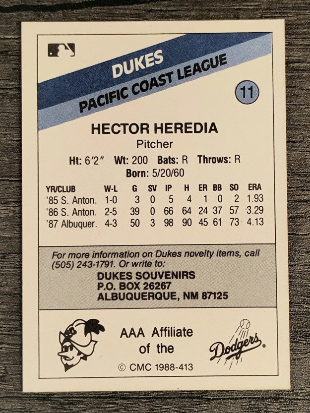 1988 Albuquerque Dukes CMC #11 Hector Heredia