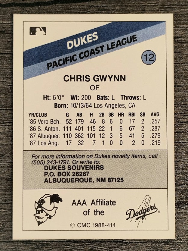 1988 Albuquerque Dukes CMC #12 Chris Gwynn