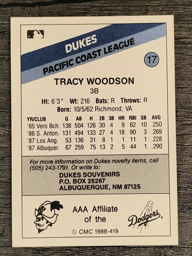 1988 Albuquerque Dukes CMC #17 Tracy Woodson