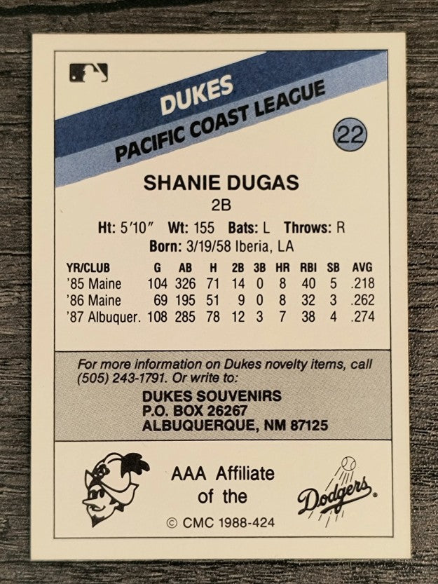1988 Albuquerque Dukes CMC #22 Shanie Dugas