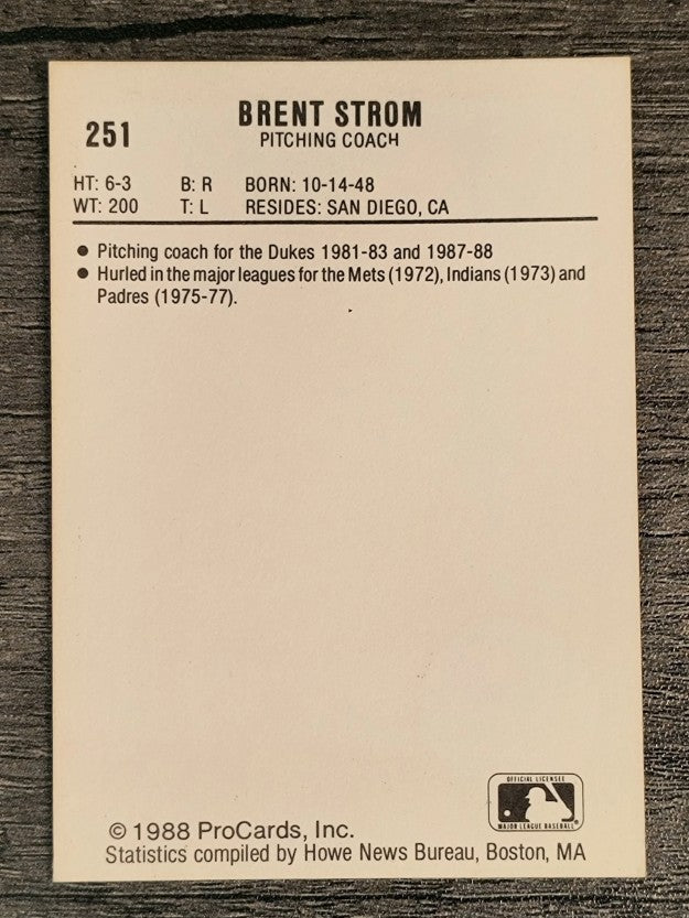 1988 Albuquerque Dukes ProCards #251 Brent Strom