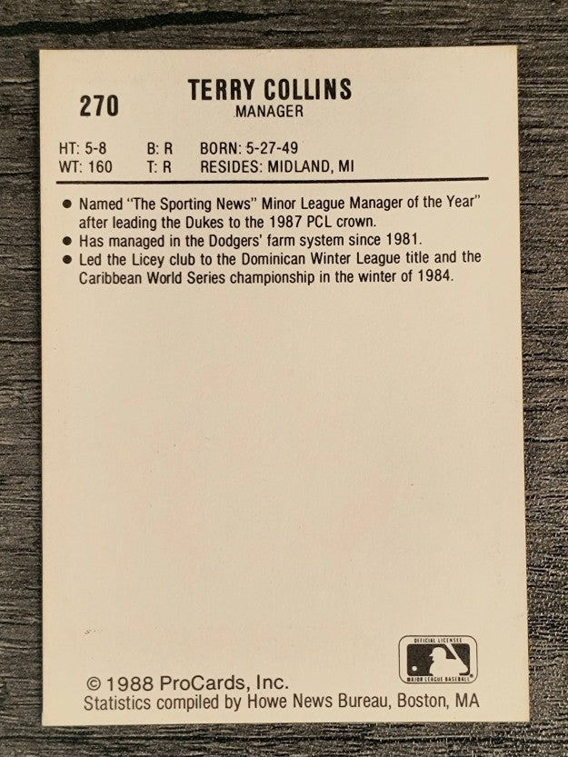 1988 Albuquerque Dukes ProCards #270 Terry Collins
