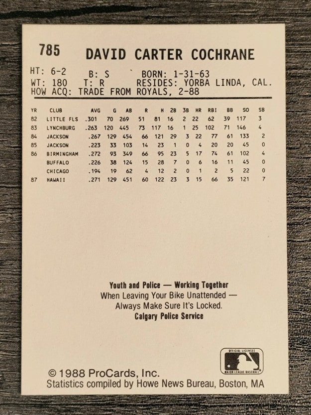 1988 Calgary Cannons ProCards #785 Dave Cochrane