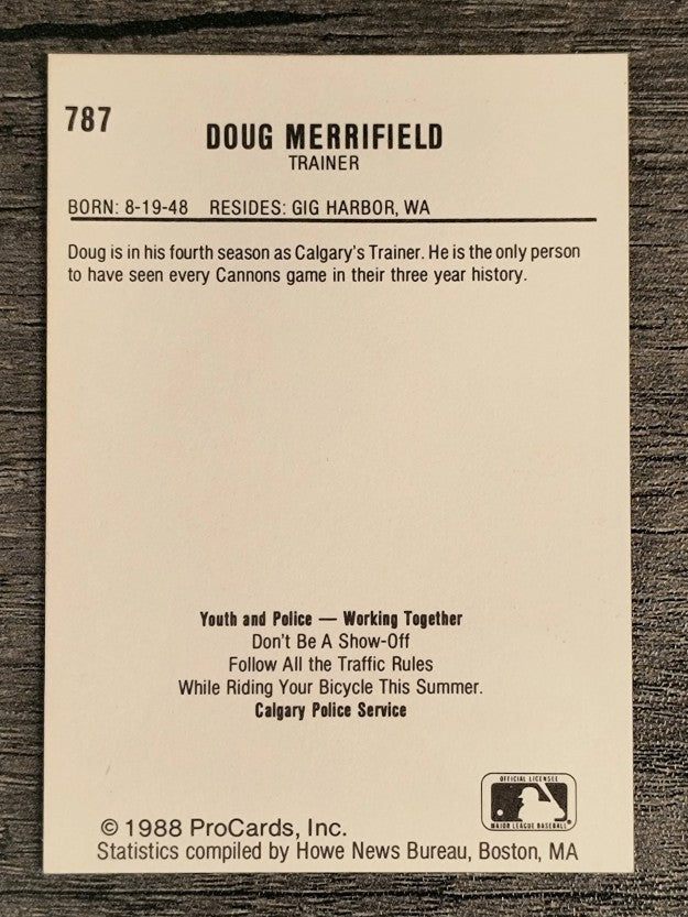 1988 Calgary Cannons ProCards #787 Doug Merrifield TR