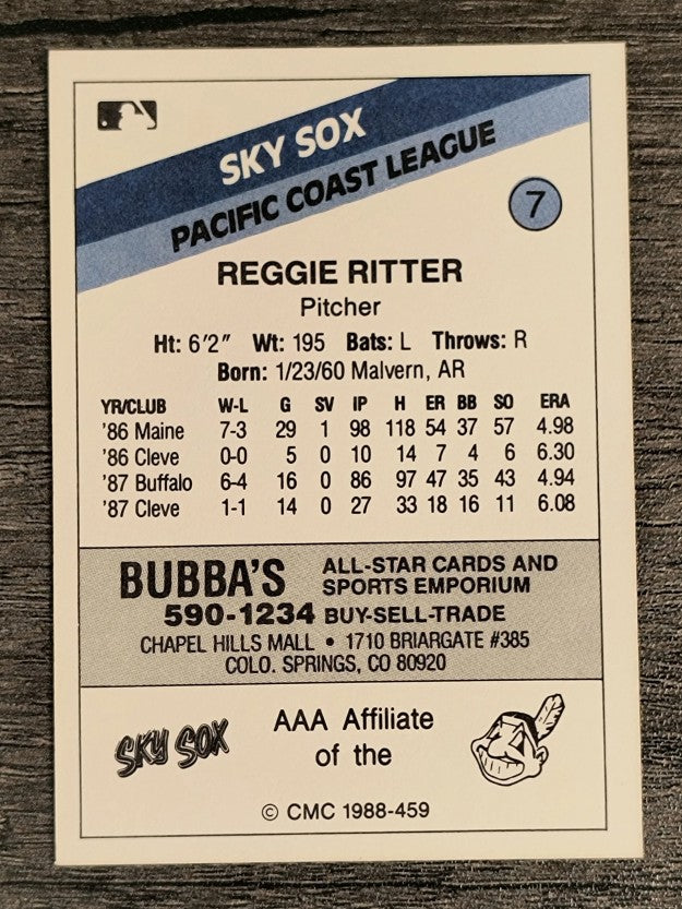 1988 Colorado Springs Sky Sox CMC #7 Reggie Ritter