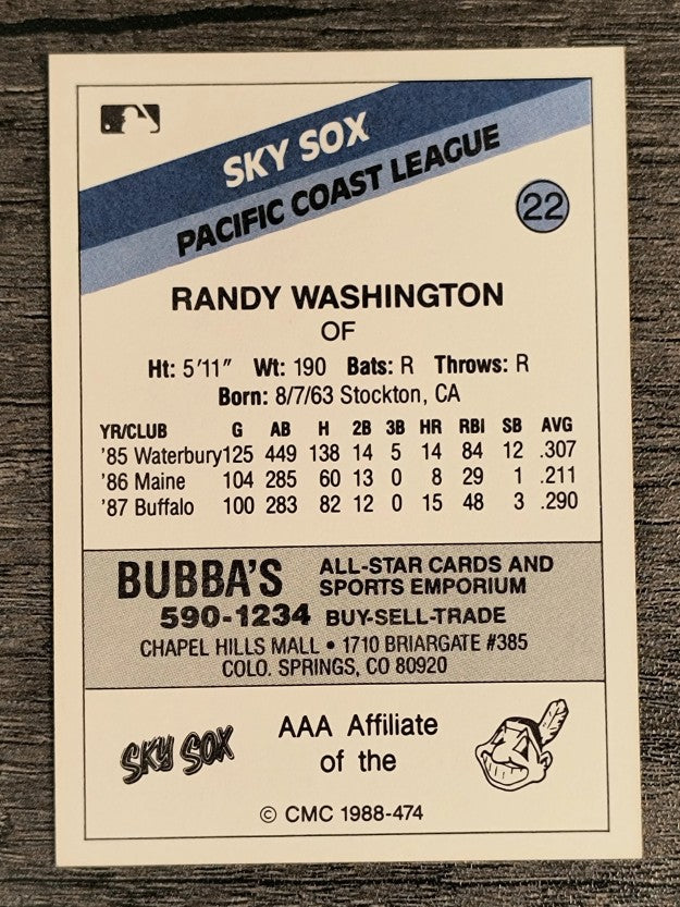 1988 Colorado Springs Sky Sox CMC #22 Randy Washington