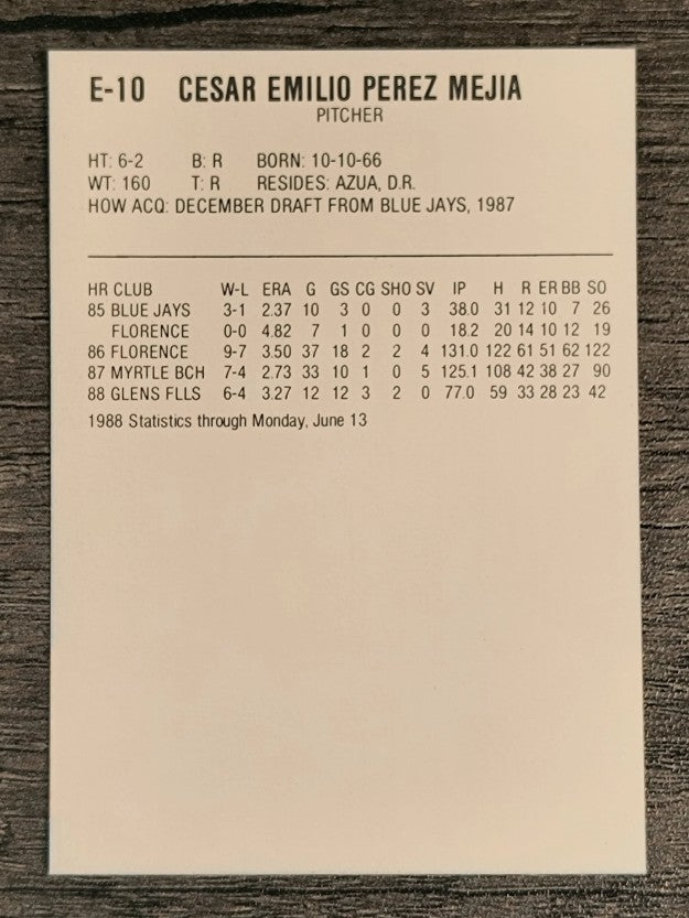 1988 Eastern League All-Stars ProCards #10 Cesar Mejia
