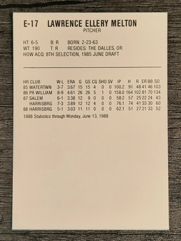 1988 Eastern League All-Stars ProCards #17 Larry Melton