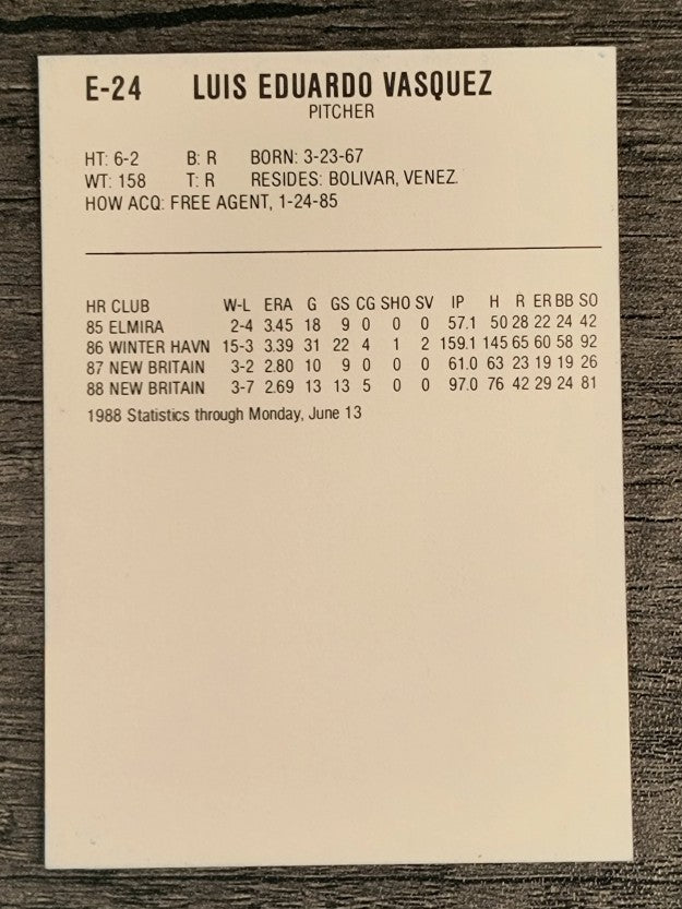 1988 Eastern League All-Stars ProCards #24 Luis Vasquez