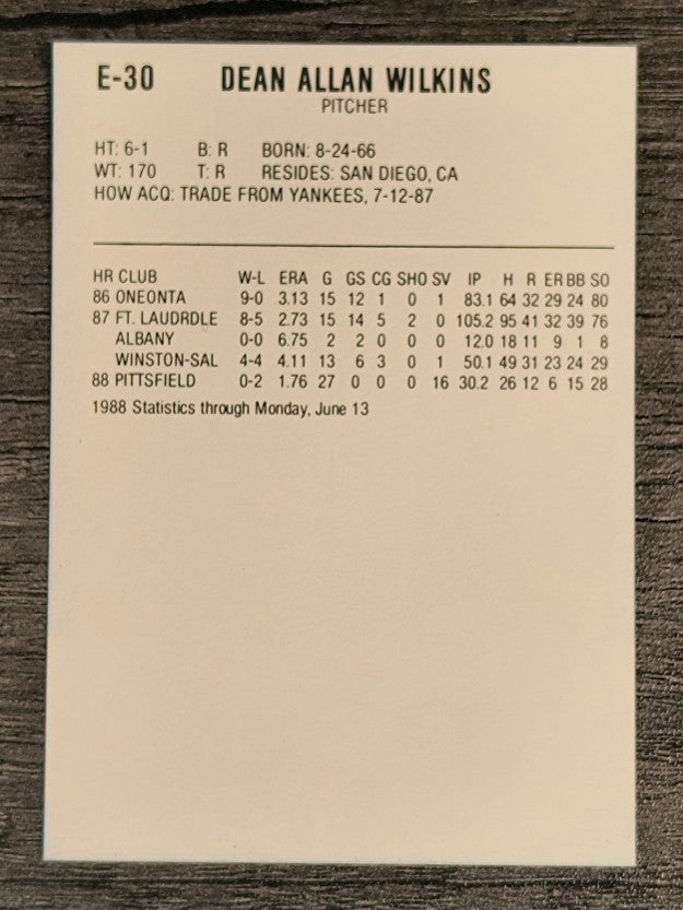 1988 Eastern League All-Stars ProCards #30 Dean Wilkins