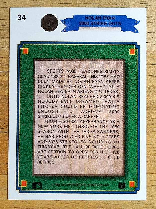 1990 Upper Deck #34 Nolan Ryan Special