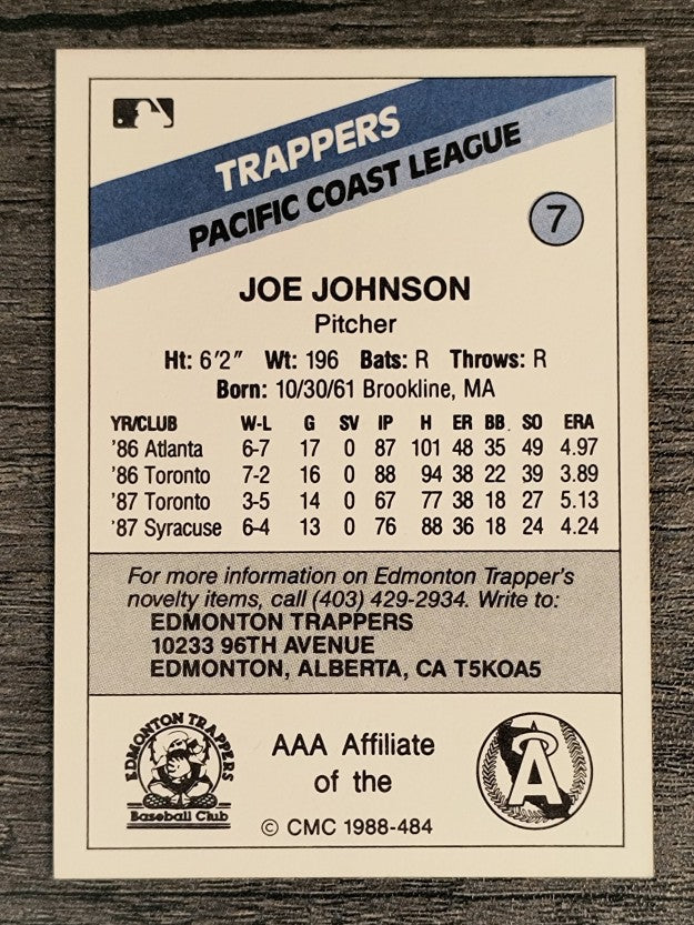 1988 Edmonton Trappers CMC #7 Joe Johnson