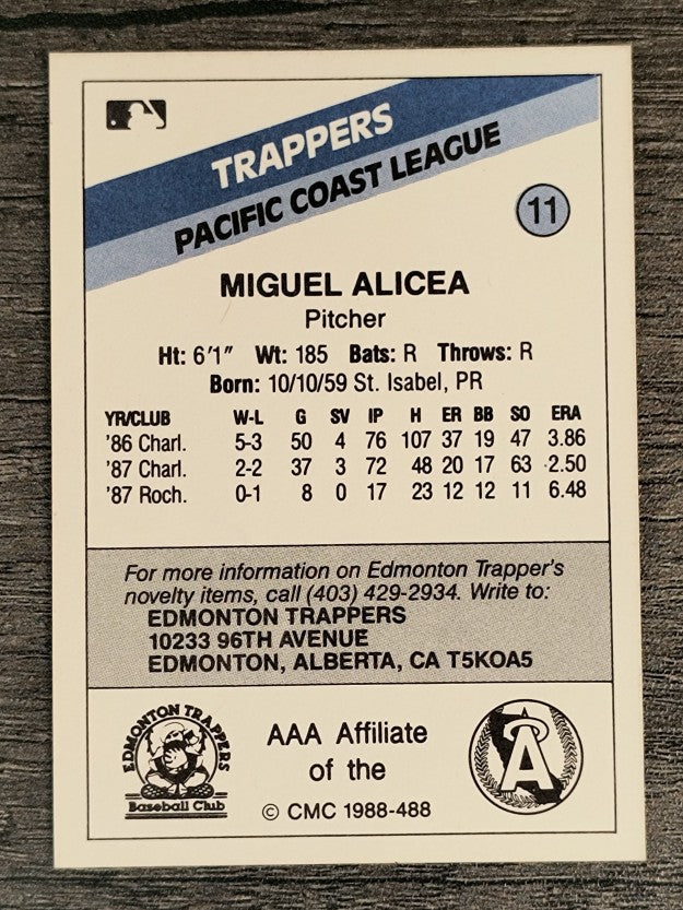 1988 Edmonton Trappers CMC #11 Miguel Alicea
