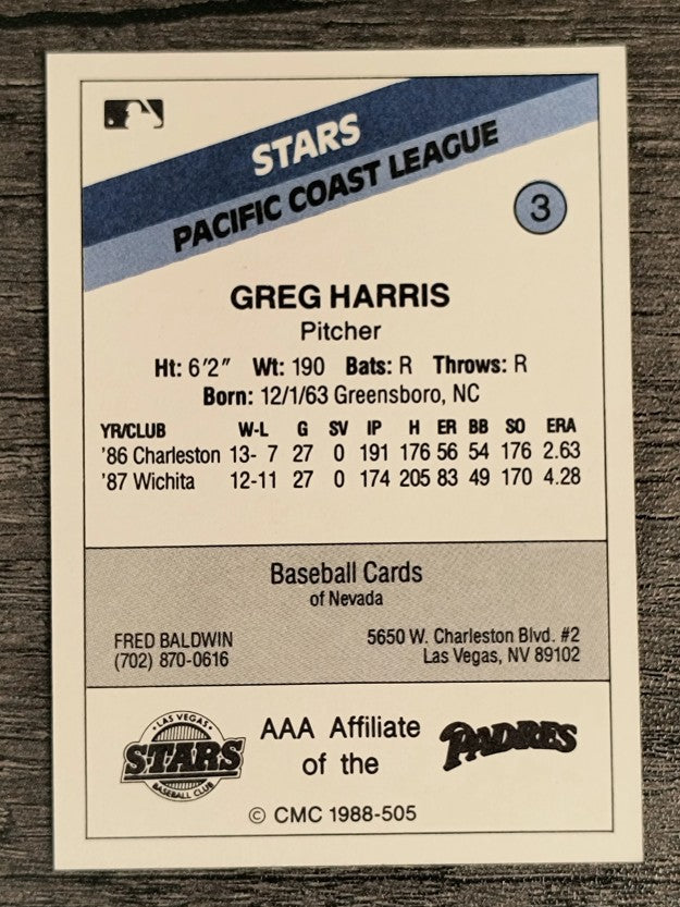 1988 Las Vegas Stars CMC #3 Greg Harris