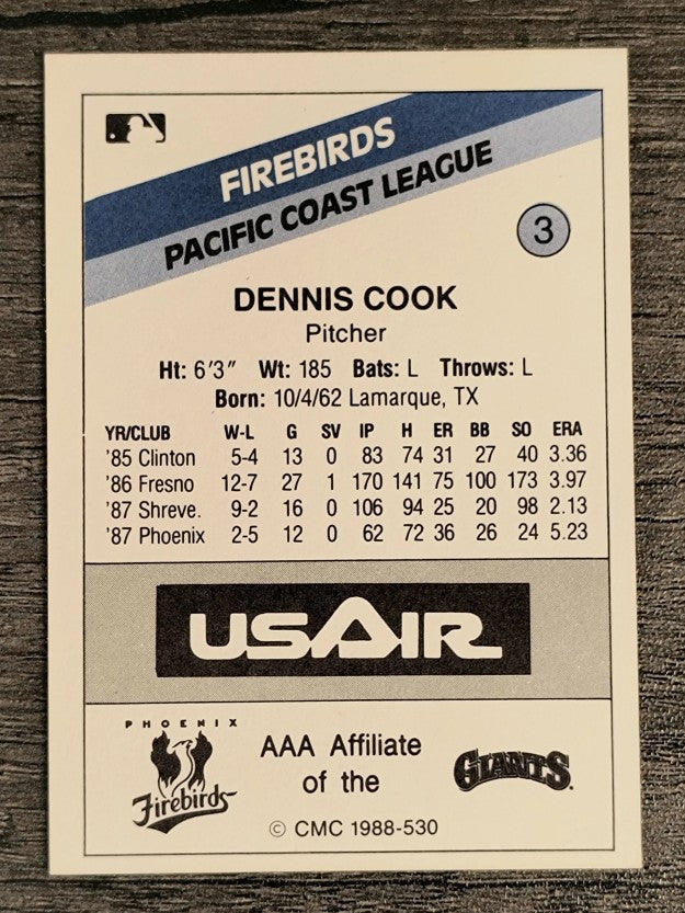 1988 Phoenix Firebirds CMC #3 Dennis Cook