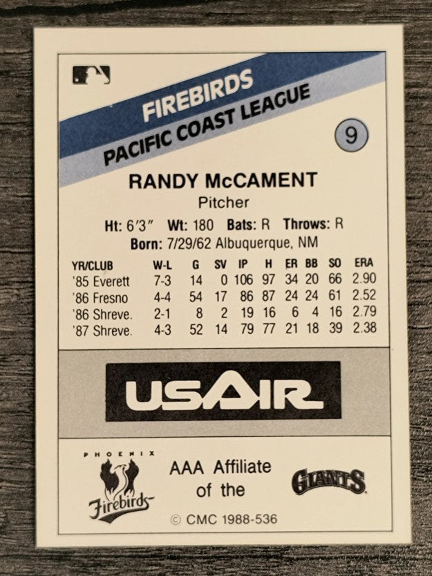 1988 Phoenix Firebirds CMC #9 Randy McCament