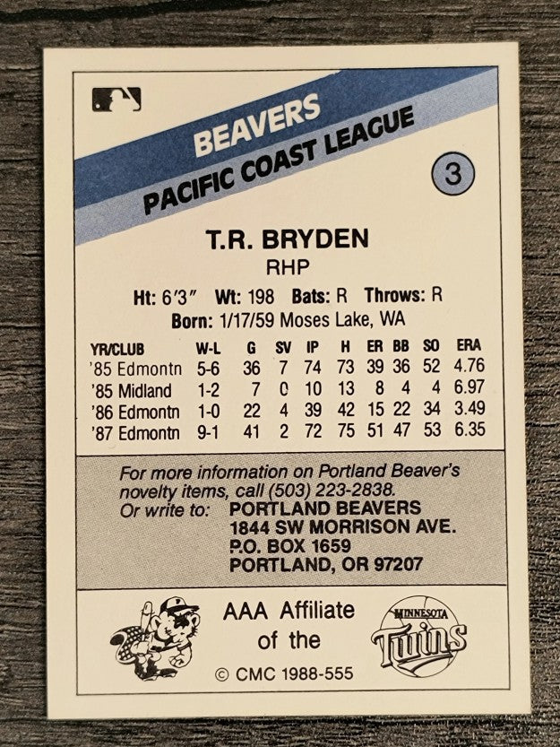 1988 Portland Beavers CMC #3 T.R. Bryden