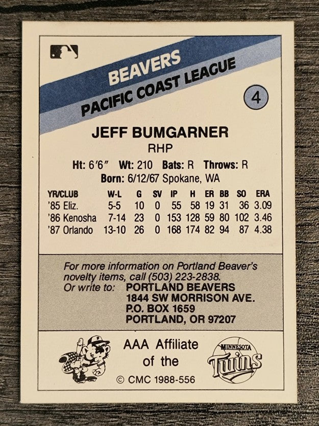 1988 Portland Beavers CMC #4 Jeff Bumgarner
