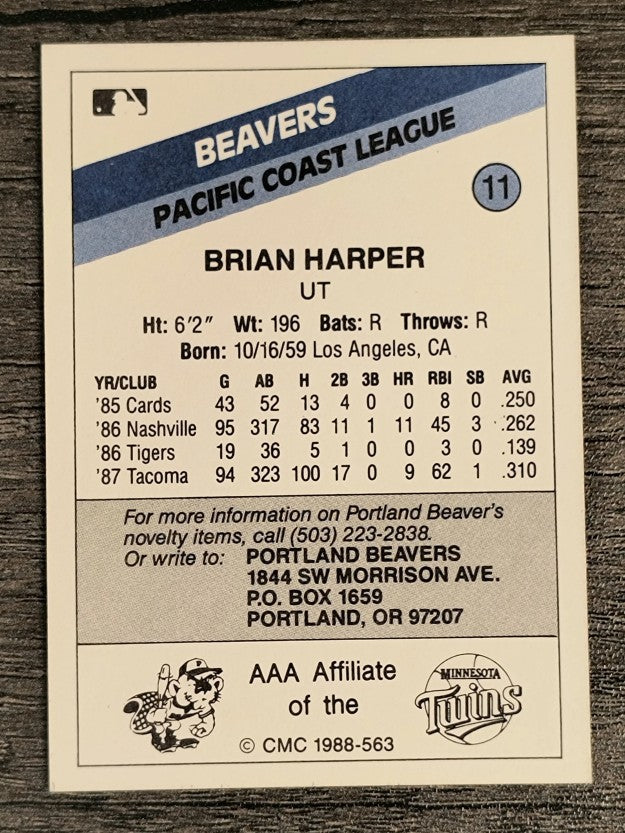1988 Portland Beavers CMC #11 Brian Harper
