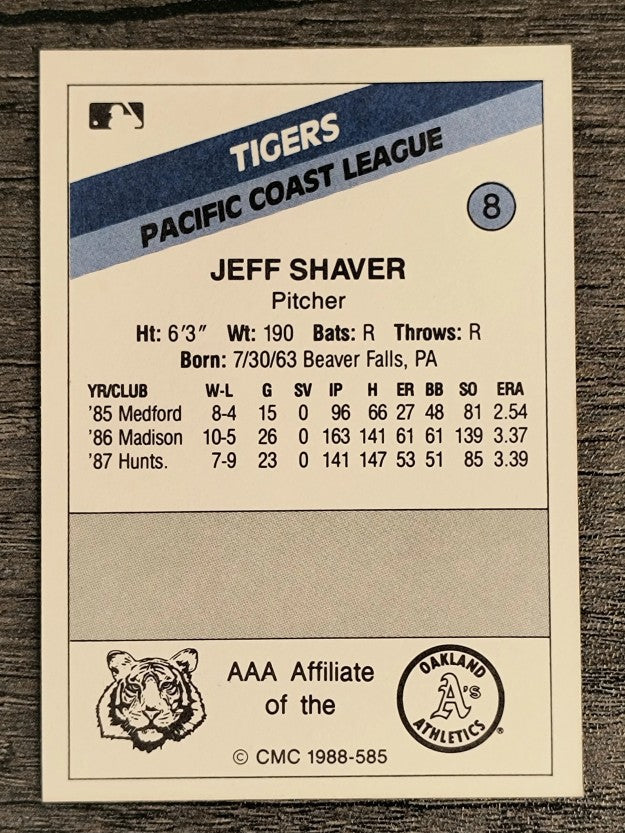 1988 Tacoma Tigers CMC #8 Jeff Shaver