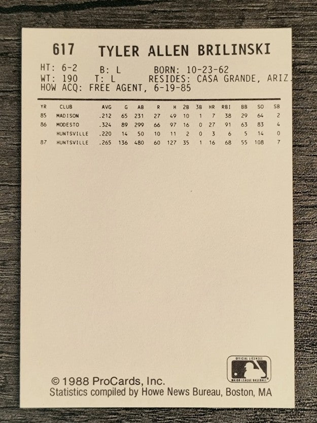 1988 Tacoma Tigers ProCards #617 Tyler Brilinski