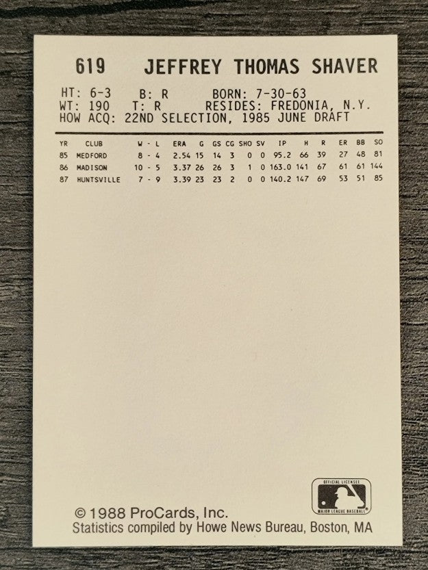 1988 Tacoma Tigers ProCards #619 Jeff Shaver