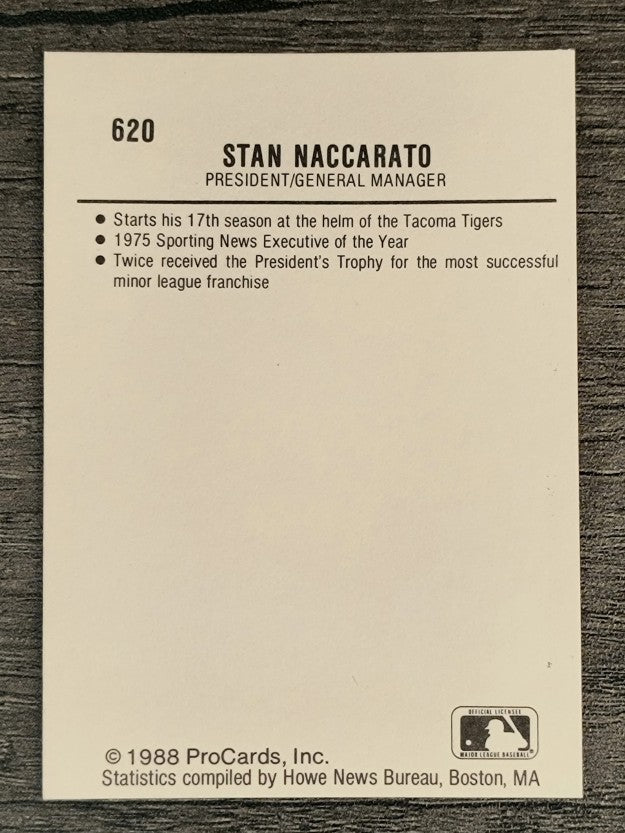 1988 Tacoma Tigers ProCards #620 Stan Naccarato